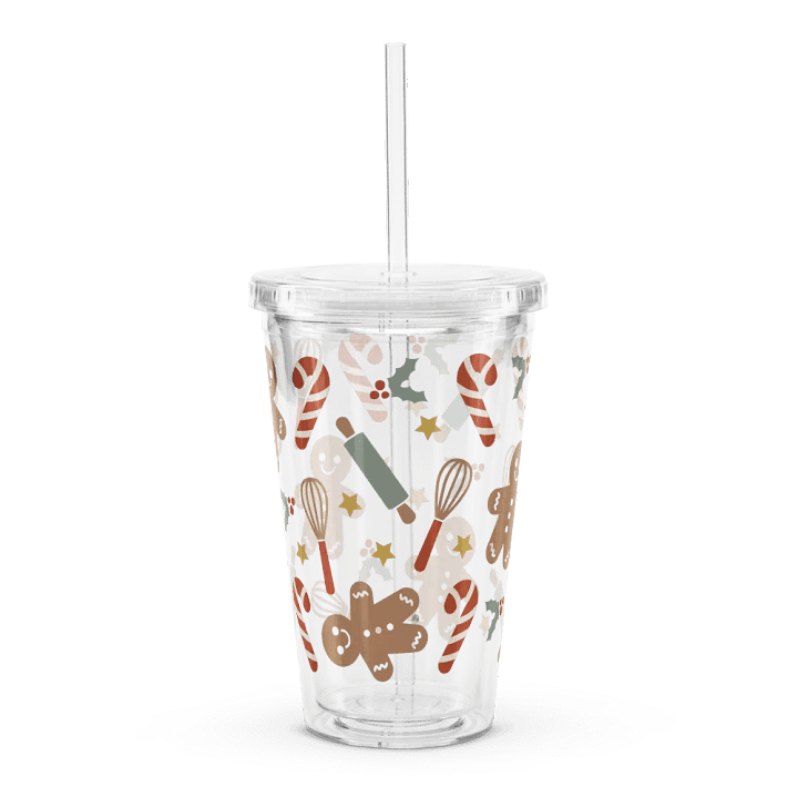 Gingerbread Man Baking Double Wall Clear Plastic Tumbler (16 oz) product image (1)