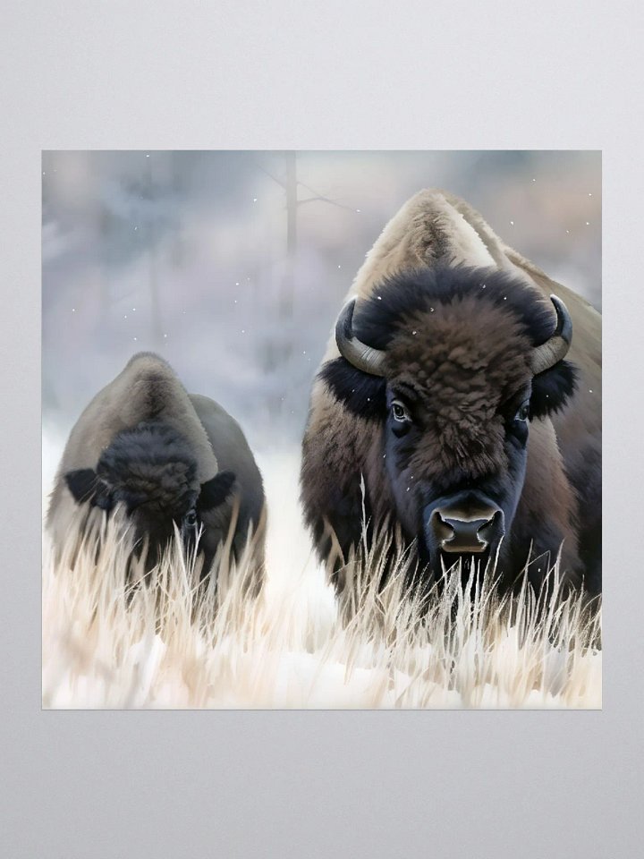 Mother Bison and Calf in Winter product image (2)