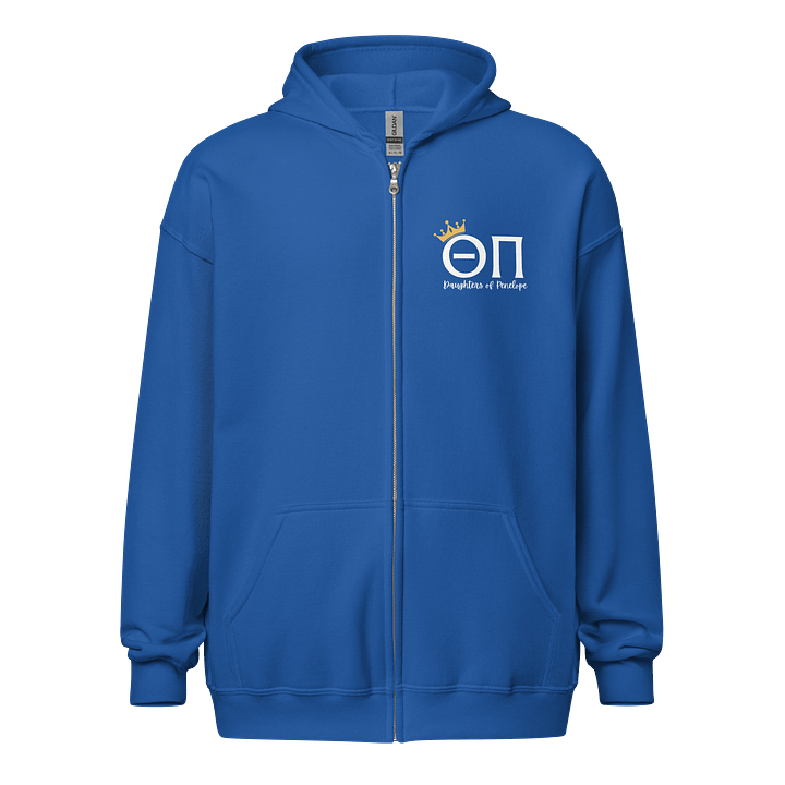 Theta Pi Zip Hoodie White text product image (17)