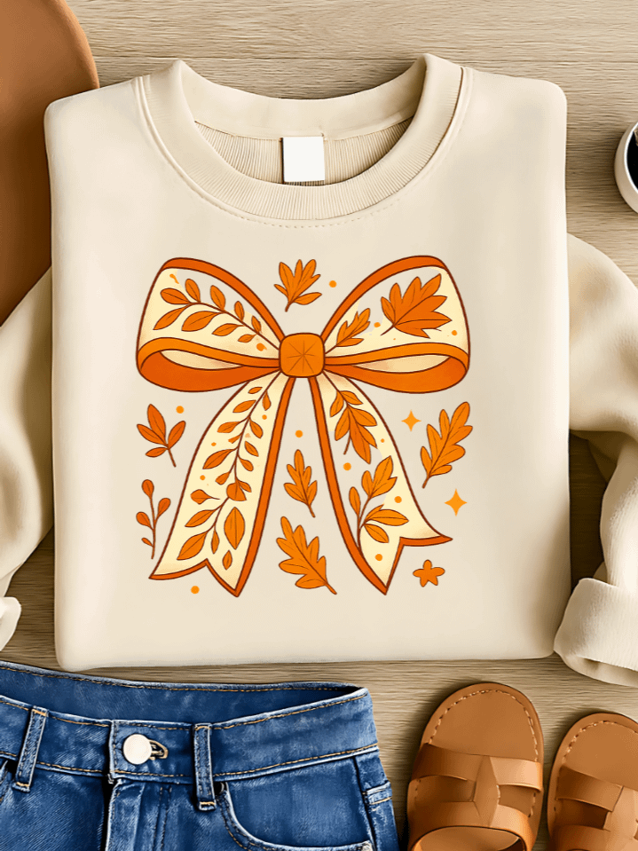Coquette Bow Autumn Sublimation PNG – Elegant Fall Ribbon Clipart for T-Shirts – Cozy & Stylish Seasonal Design – 300 DPI Instant Digital Download product image (1)