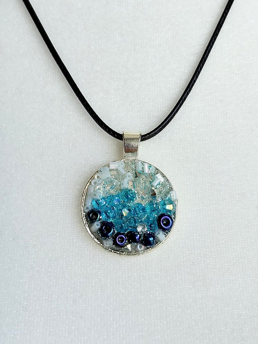 Ocean Dreamscape Pendant Necklace | Handmade Gradient Bead Art | Coastal Charm Jewelry by Monique Faella Designs™ | MFD-00008 product image (3)