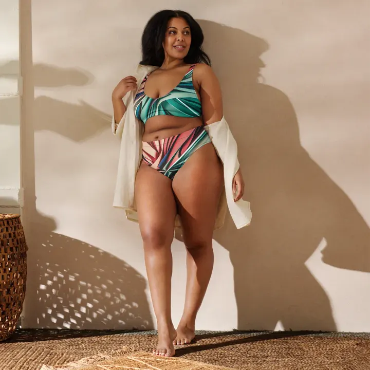 TDS Music Recycled High Waisted Bikini Set in Abstract Colors (XS-3XL) product image (1)