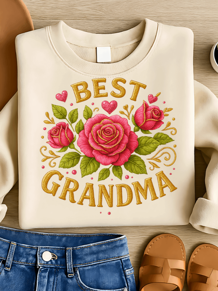 The Best Grandma Rose Sublimation PNG – Elegant Floral Grandma Tribute Design for T-Shirts – Beautiful Rose Artwork – 300 DPI Instant Digital Download product image (1)