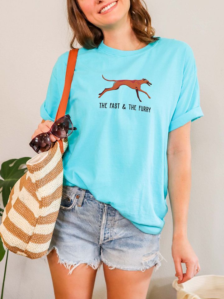 The Fast & The Furry T-Shirt(Embroidered) of a Greyhound(Red) product image (2)