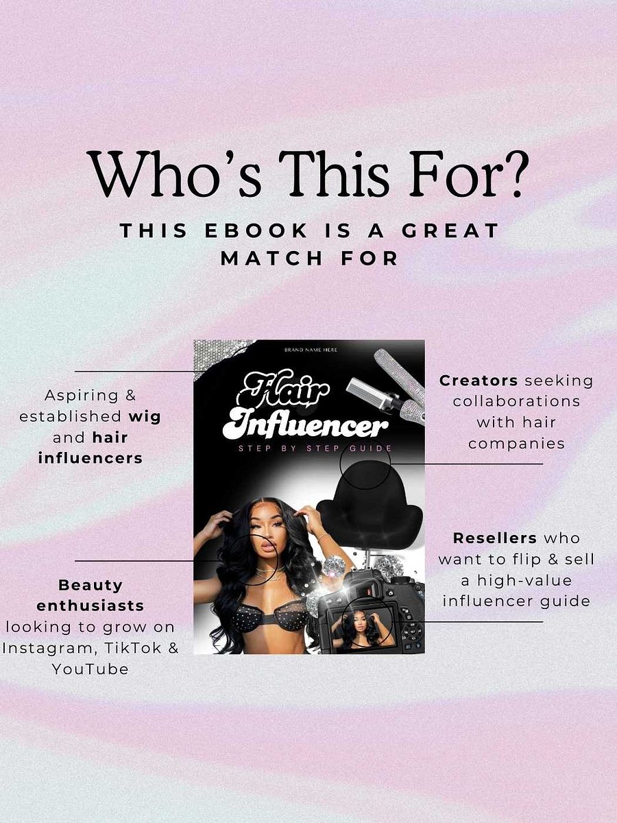 Wig Hair Influencer eBook Guide, Influencer Marketing, Social Media Growth & Brand Sponsorships, Monetize Beauty Content, PLR Canva Template product image (3)