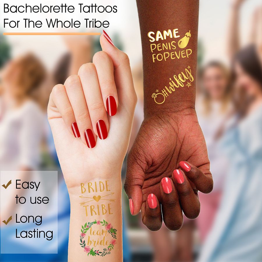 30 Pack Bride Tribe Metallic Gold Foil Bachelorette Party Tattoos: Pack A product image (7)