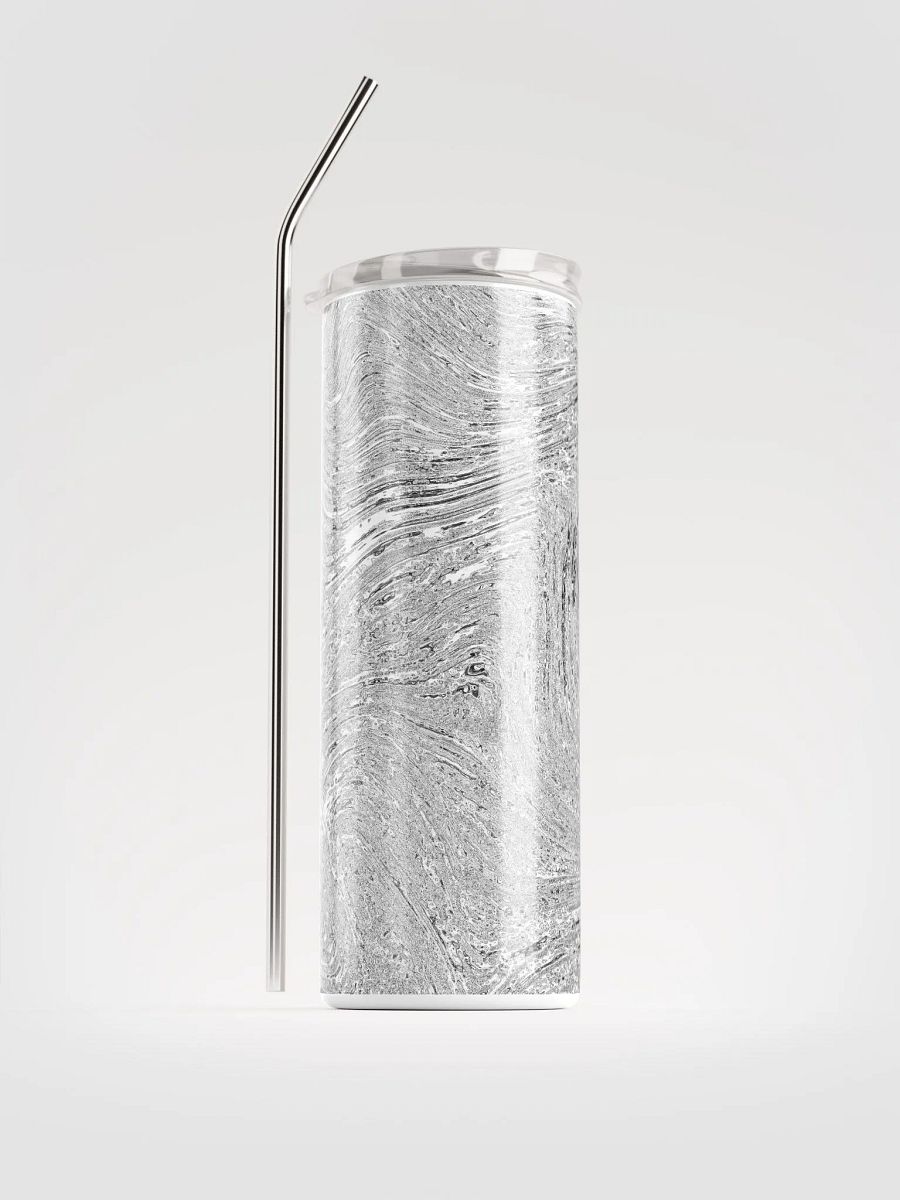 Swirling Silver Stainless Steel Tumbler | Eco-Friendly 20oz with Reusable Straw product image (1)
