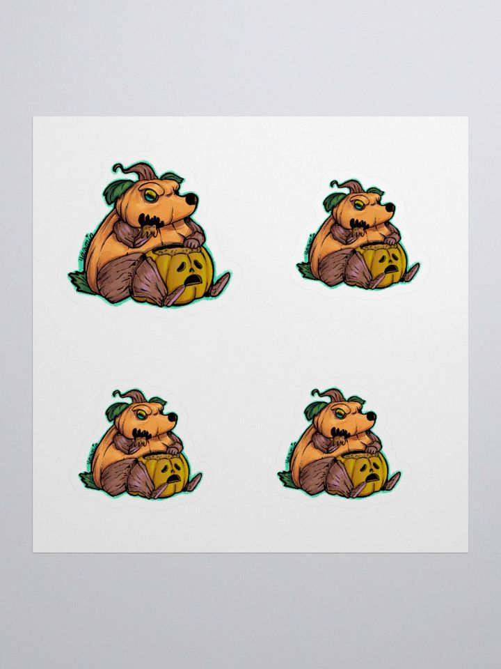 Pumpkin Bear Eating Pumpkin Sticker Set - Whimsical Halloween Decals product image (1)