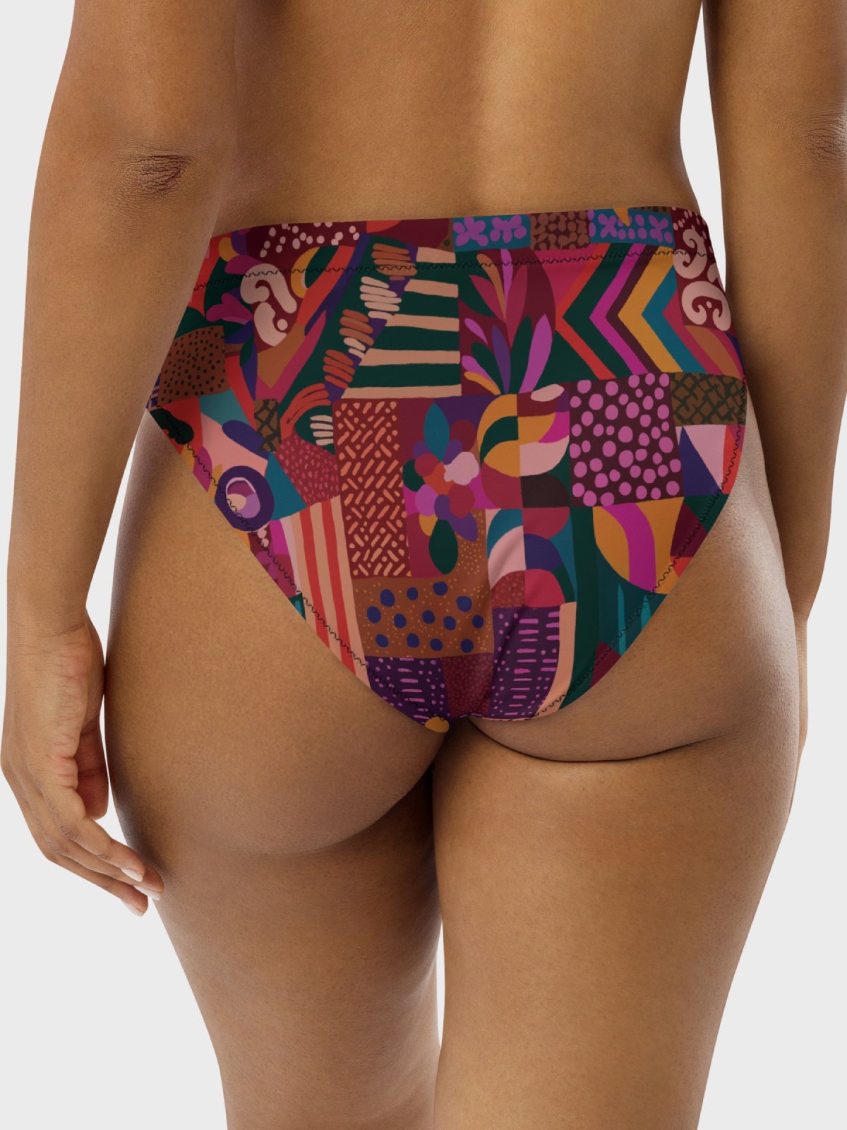 High-Waisted Bikini Bottom "Abstract African Ethnic Pattern" product image (3)