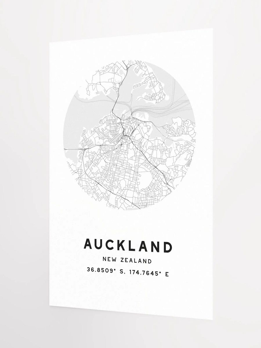 Auckland Street Map Poster – White Minimalist Circular City Art product image (6)