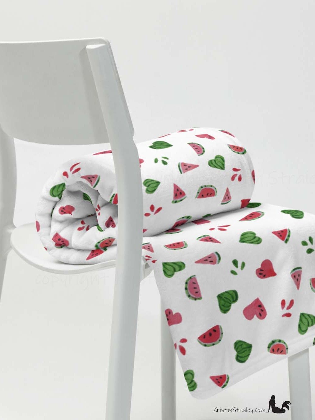 Watermelons and Hearts Fleece Throw Blanket product image (4)