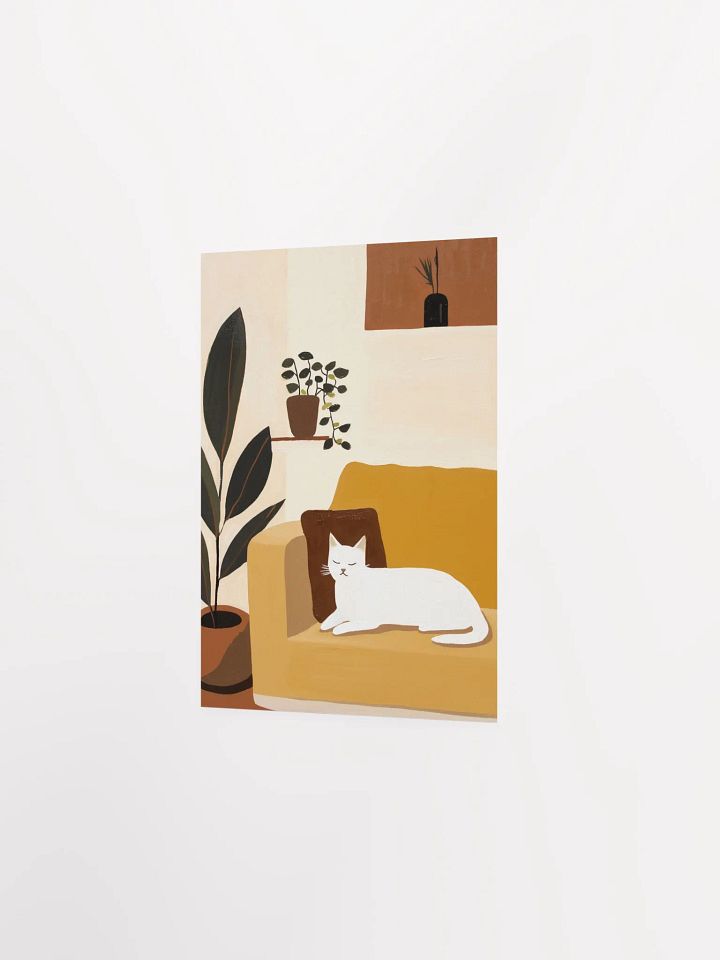Cozy Cat on Mustard Sofa Poster product image (4)