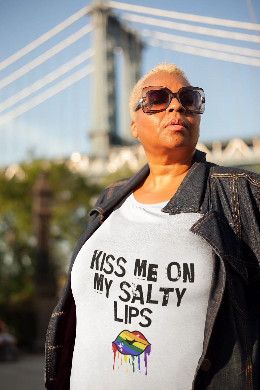 LGBTQ+ T-Shirt - Kiss Me On My Salty Lips Rainbow (White) product image (6)