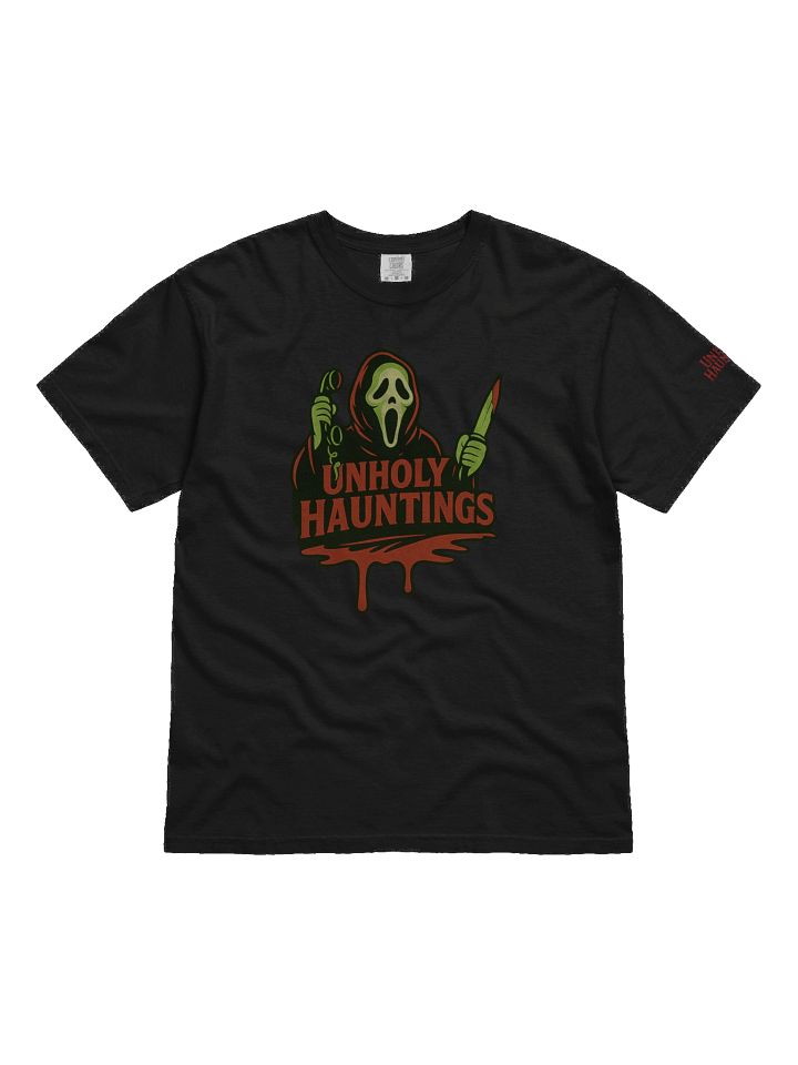 Unholy Hauntings Ghost Face Black Tee product image (1)