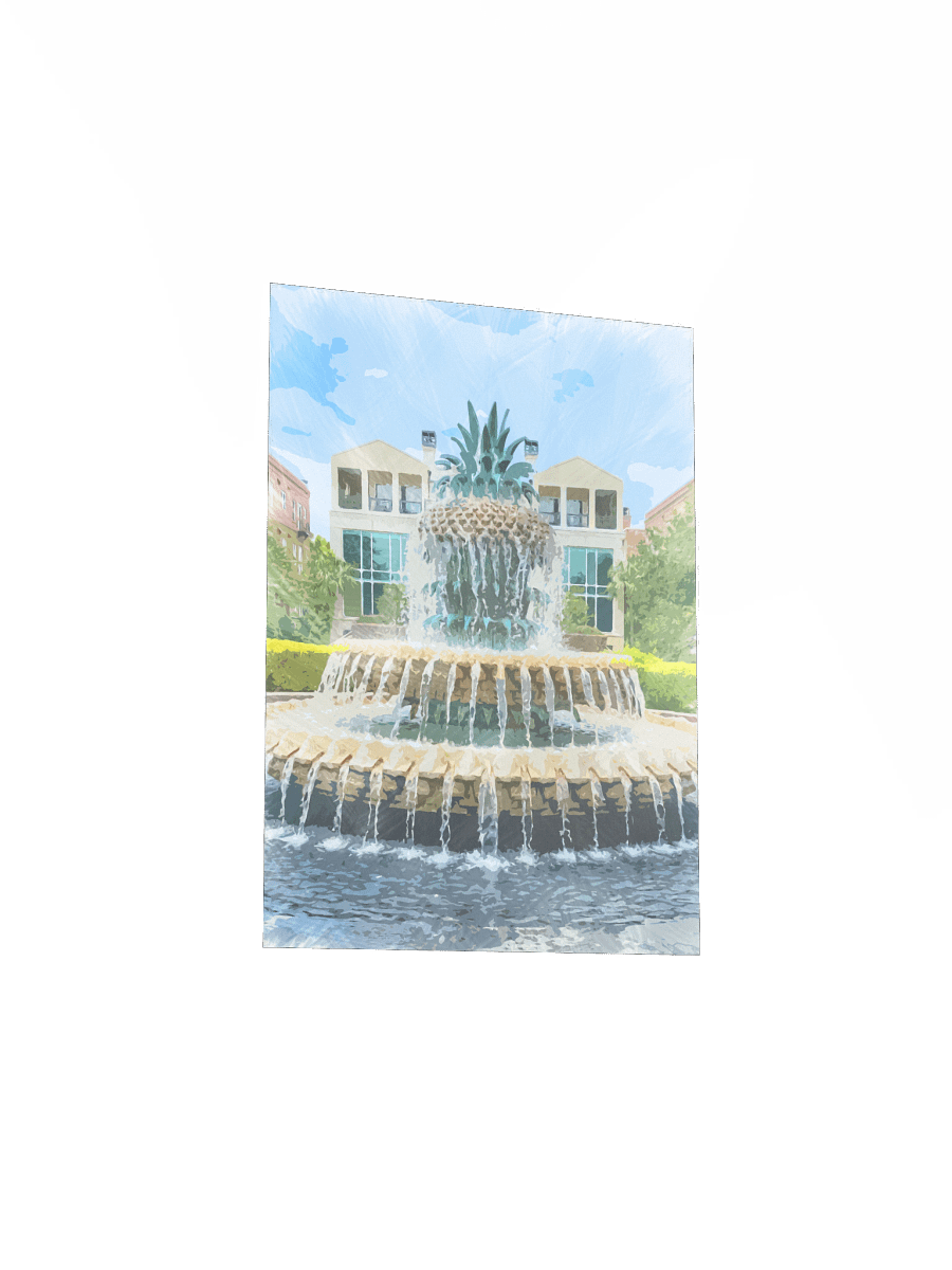 Charleston Pineapple Fountain Watercolor Poster product image (9)
