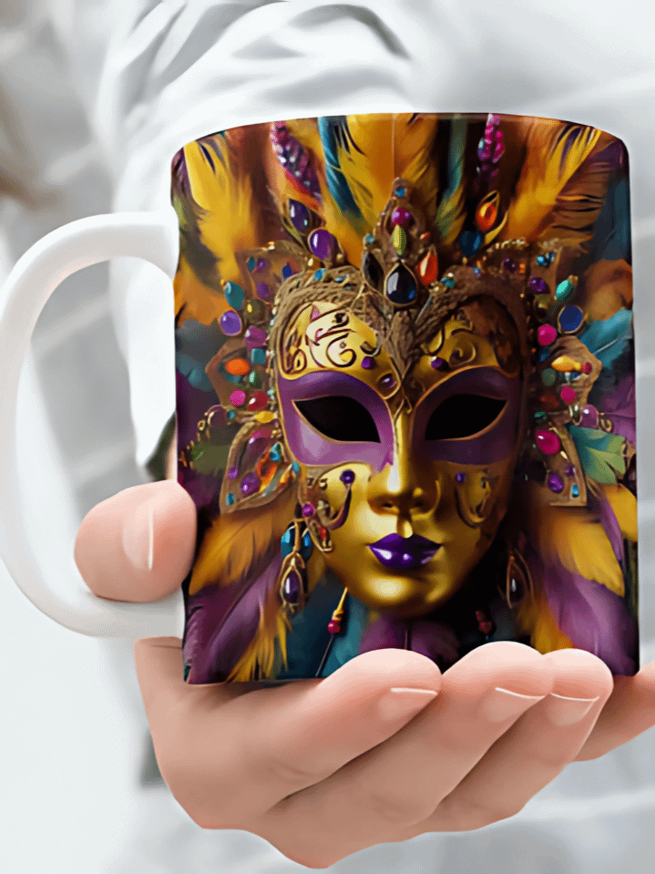 Mardi Gras Party Mug Wrap – New Orleans Style PNG Design for 11oz & 15oz Mugs – Festive Colors and Celebration Vibes – Instant Digital Download – High-Resolution 300 DPI product image (1)