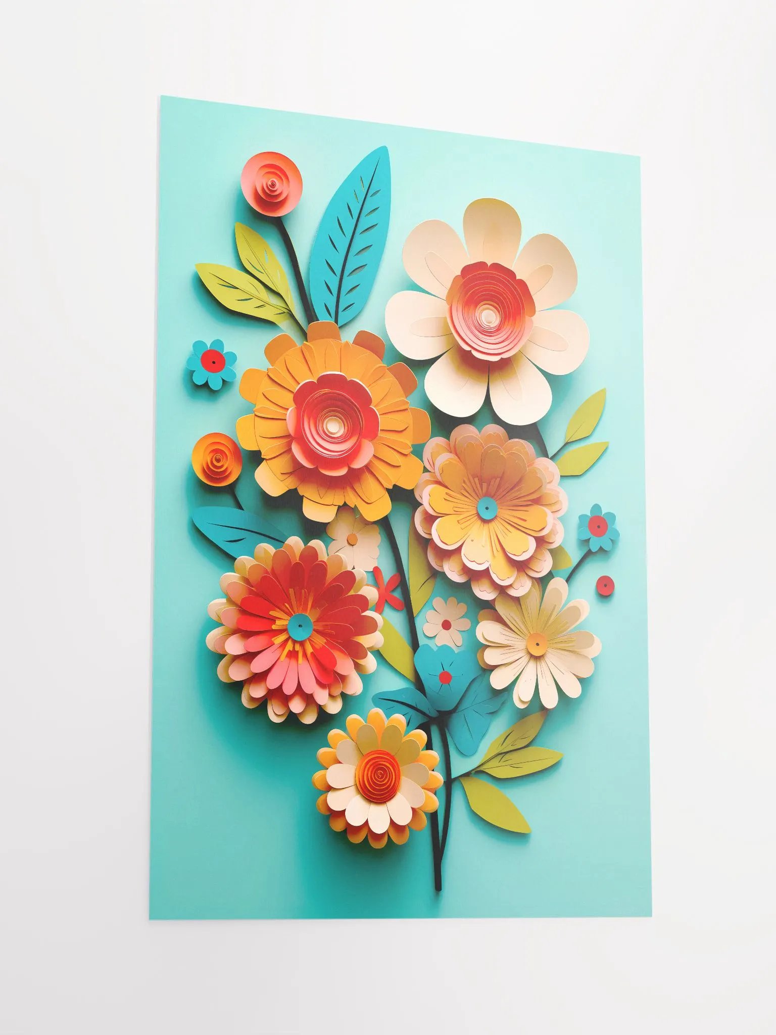 Vibrant Quilled Paper Garden Artwork: Colorful Floral Wall Decor Matte Poster product image (4)