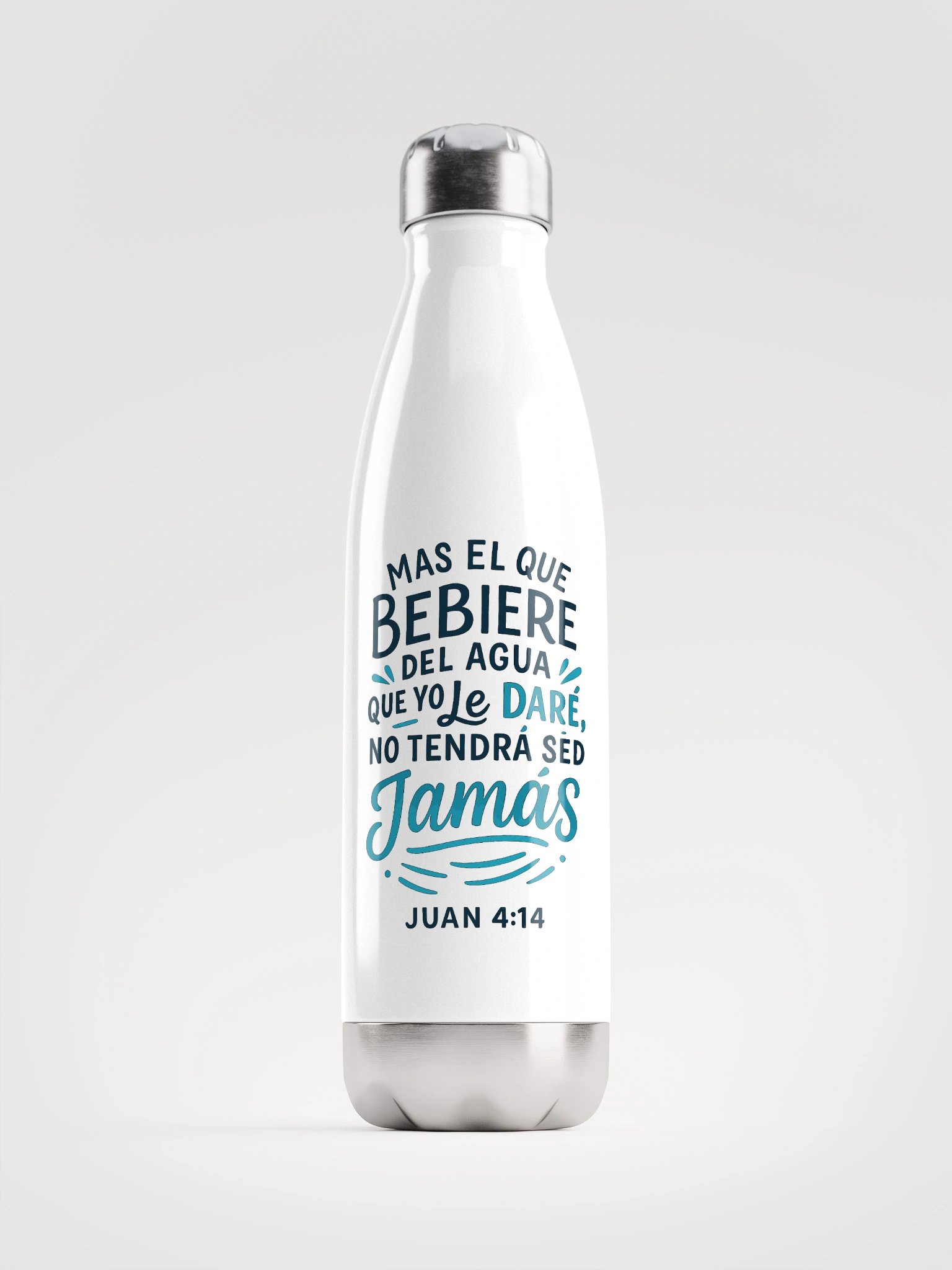 Christian Water Bottle (Spanish Verse) – John 4:14 “No tendrá sed jamás” product image (1)