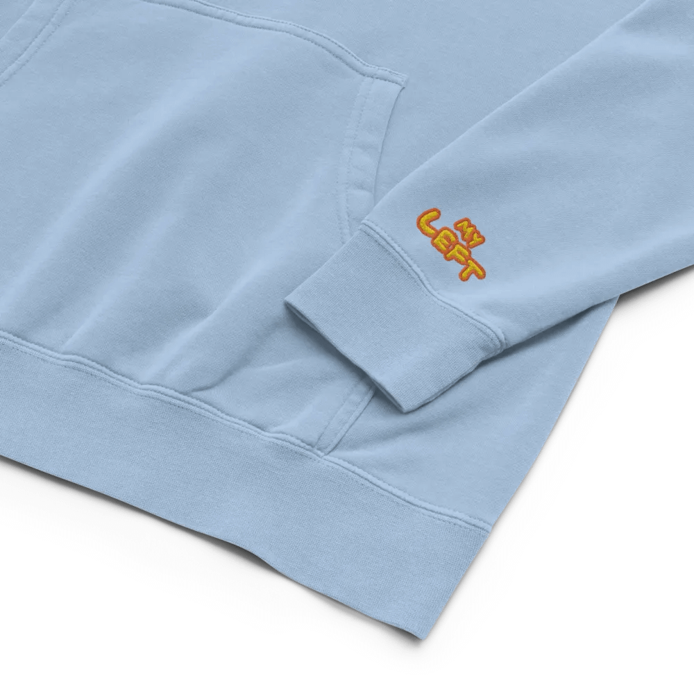 Left and Right embroidered pigment-dyed hoodie (solar design) product image (2)