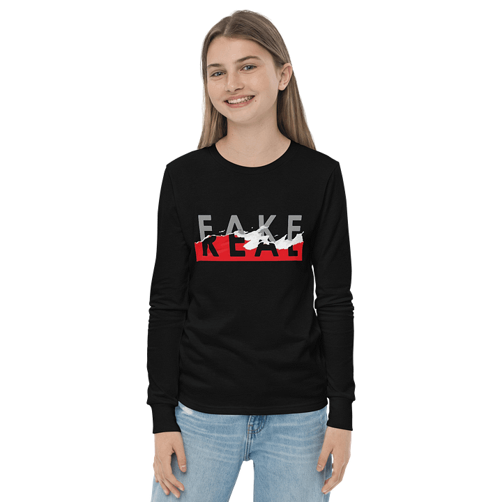 Kids Youth Long Sleeve T-Shirt Fake Real Slogan product image (2)