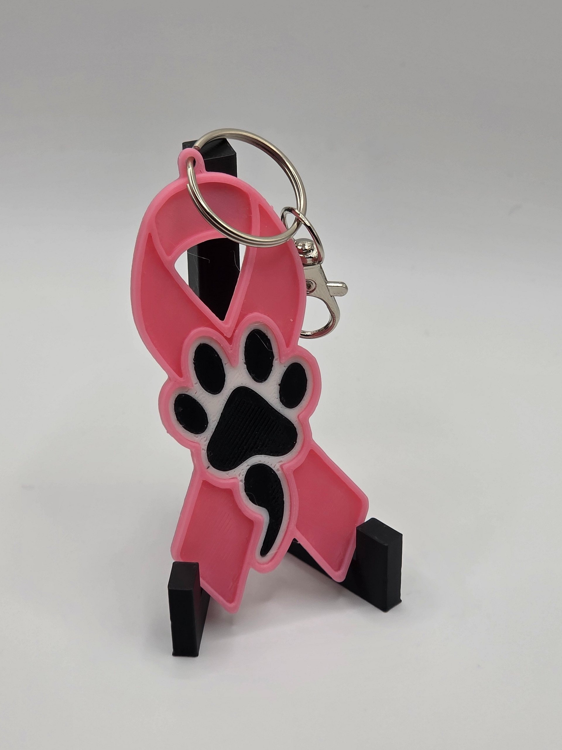 🩷 Pink Awareness Ribbon Keychain | Pink Ribbon with Dog Paw product image (2)