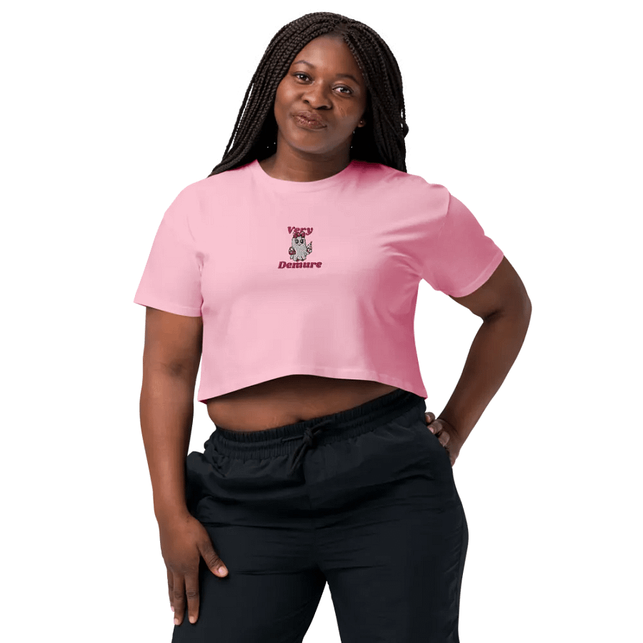 Very Demure Cute Ghost Embroidered Crop Top product image (7)