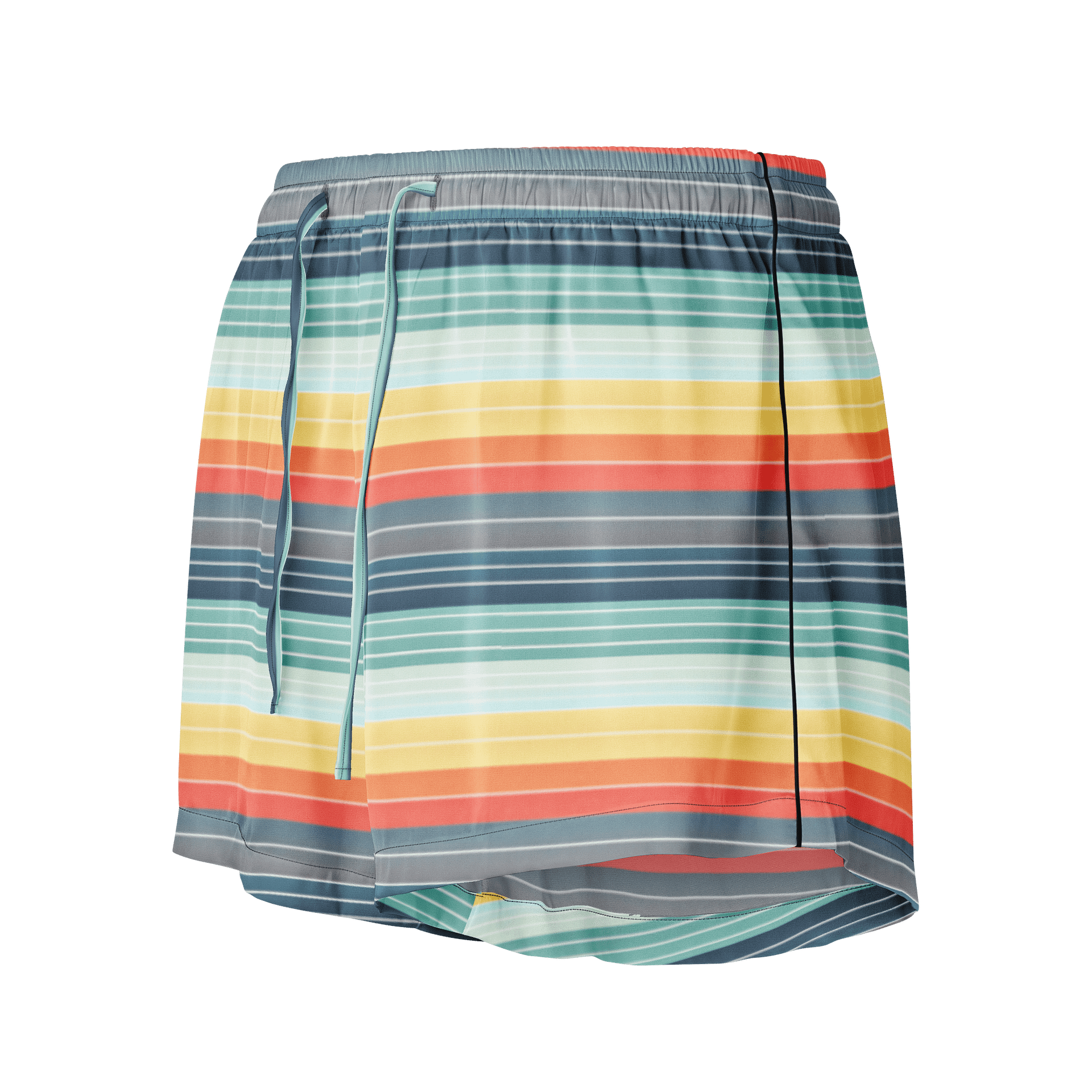 Stripey Pajama Shorts with Horizontal Stripes in 70's Color Gradient product image (1)