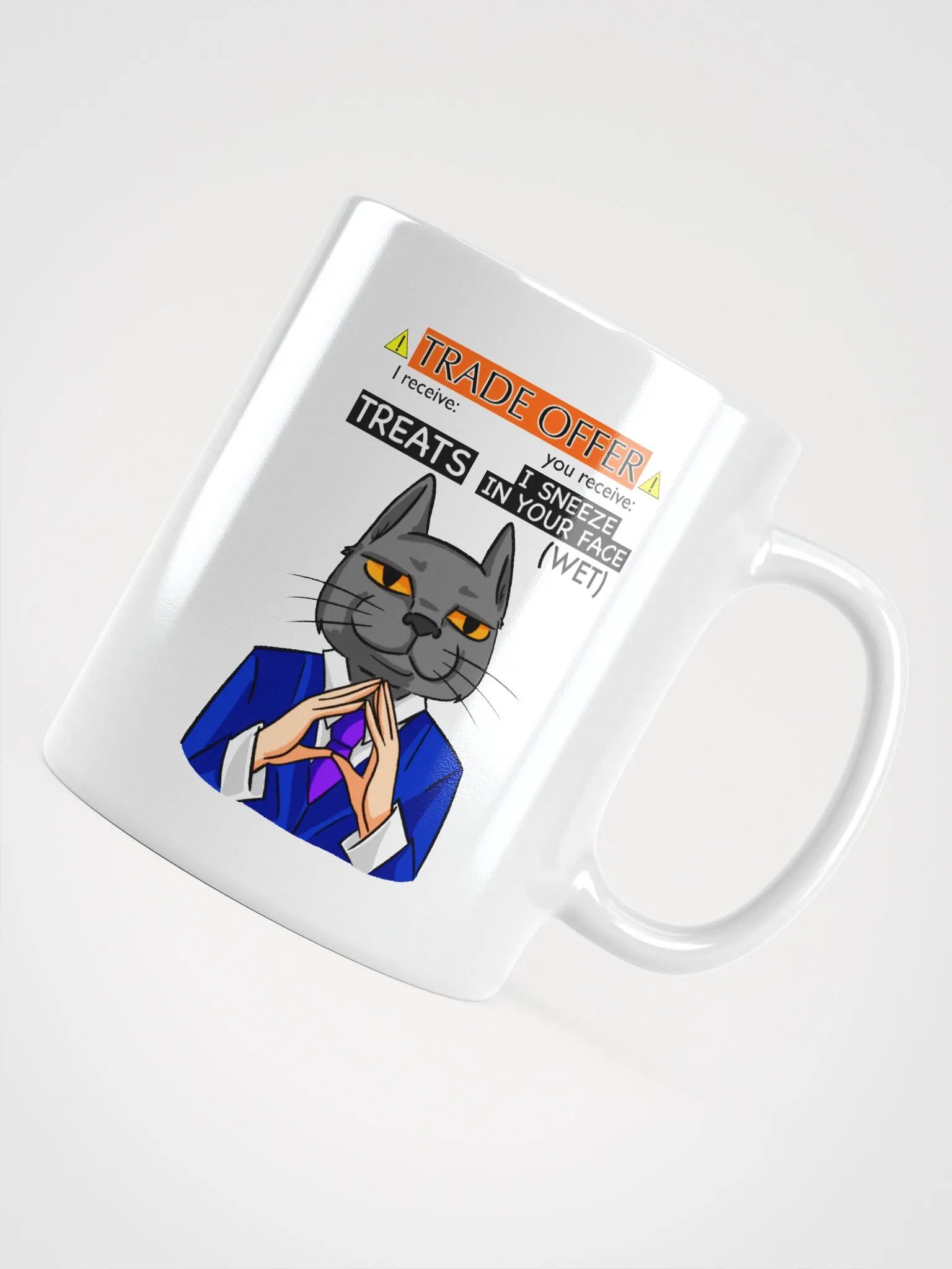 Trade Offer Human-Cat Meme Mug Glossy White product image (4)