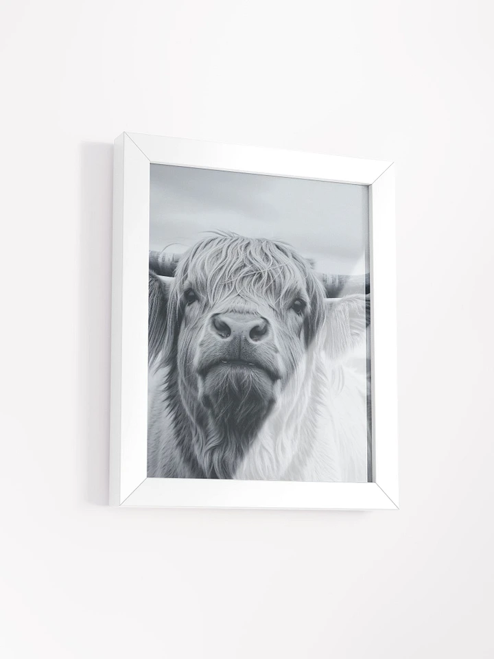 Highland Cow Wall Art Painting Framed Matte Poster : Black And White product image (25)