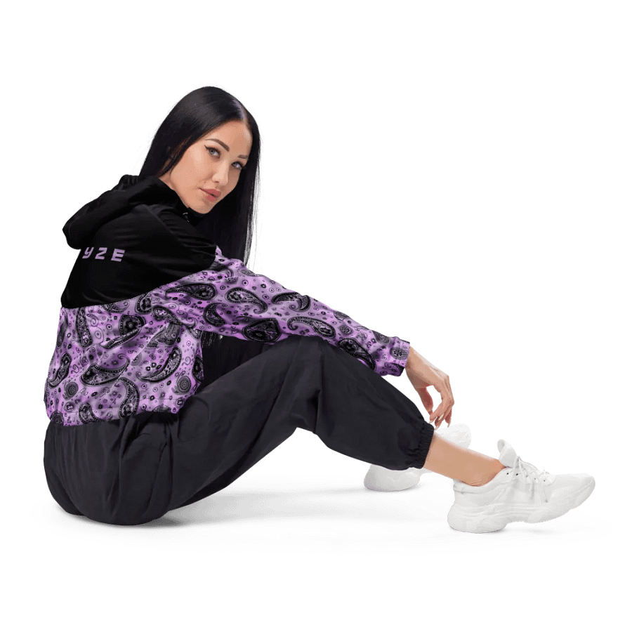 Purple Paisley Gang Crop Hoodie Windbreaker product image (8)