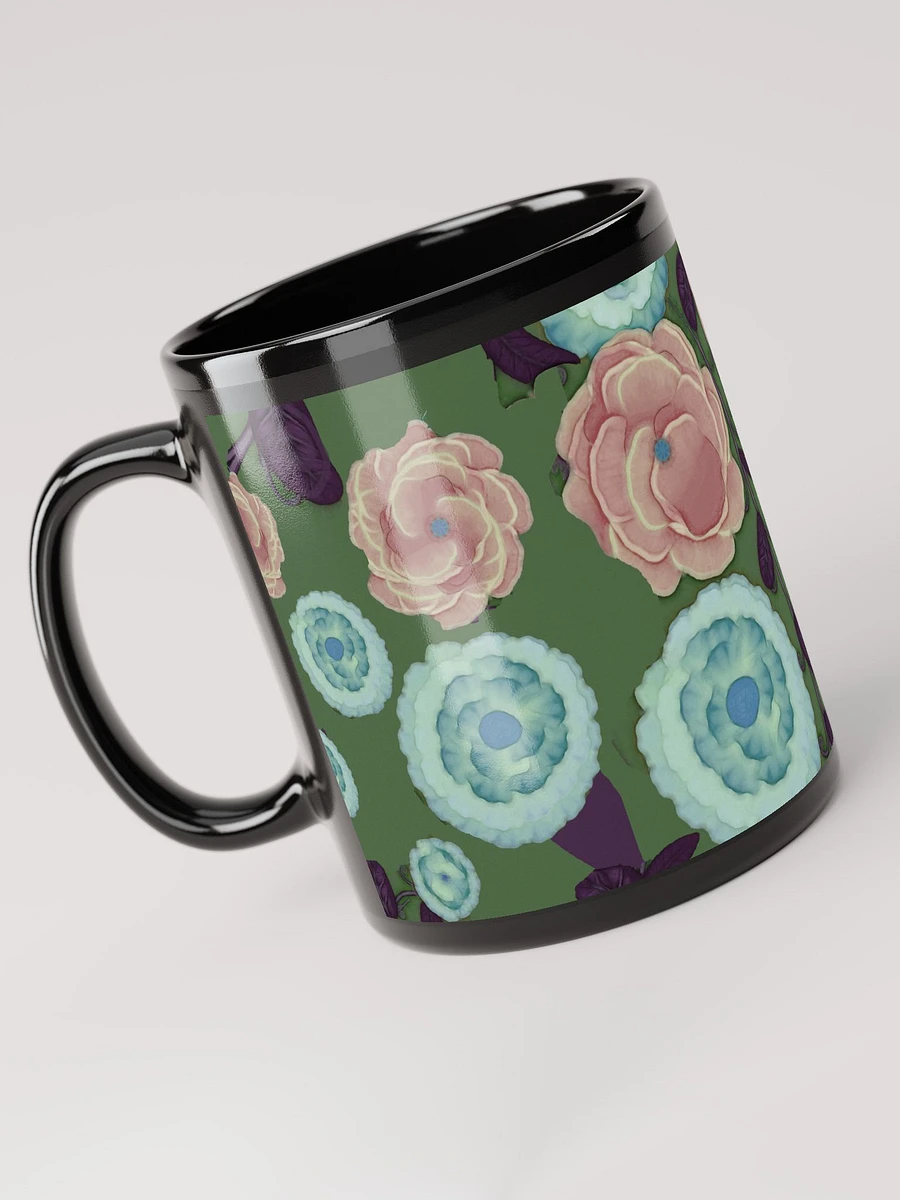 Earthy Peach and Turquoise Flower Black Coffee Mug product image (5)