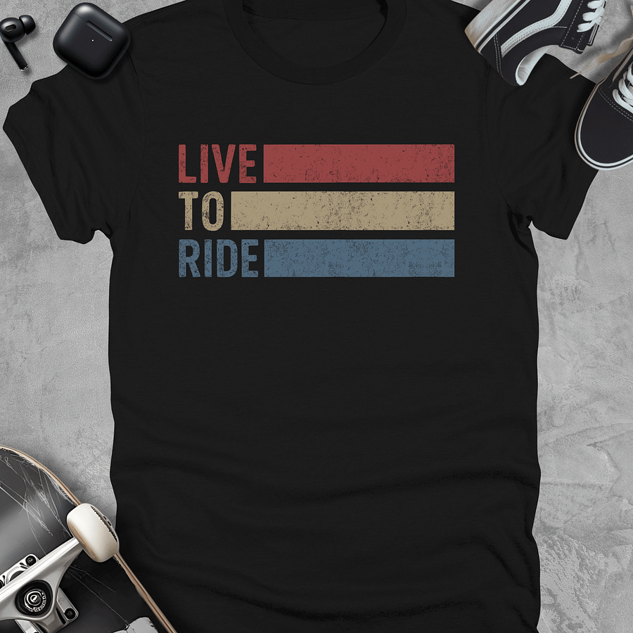 Live to ride, Vintage skateboarding t-shirt, Unisex product image (1)