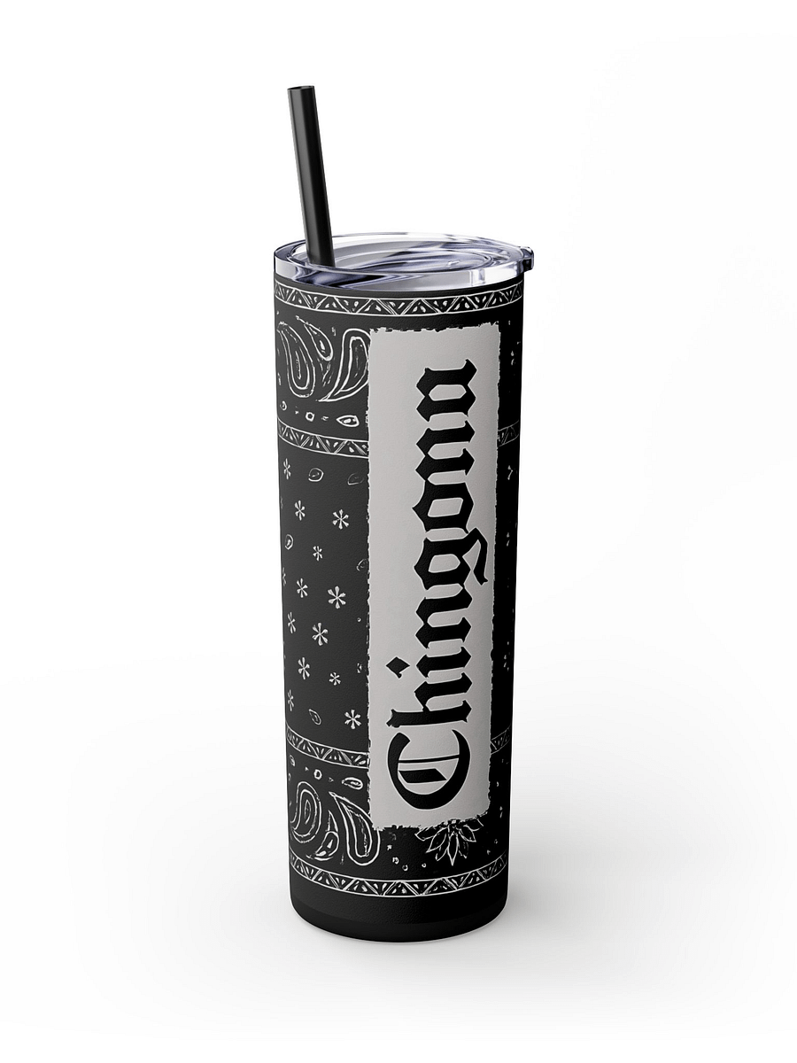 Chingona Tumbler Wrap PNG, Black Bandana Skinny Tumbler Sublimation Design, 20oz Digital Download product image (3)