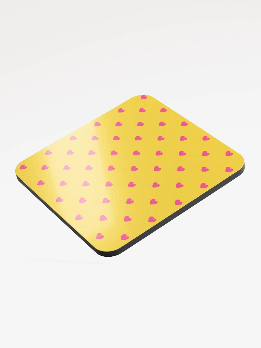 Pink Hearts Yellow Cork Coaster product image (3)