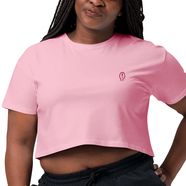 EXCLAIMING MENTALLY (L.C., pink) embroidered cotton crop top product image (8)