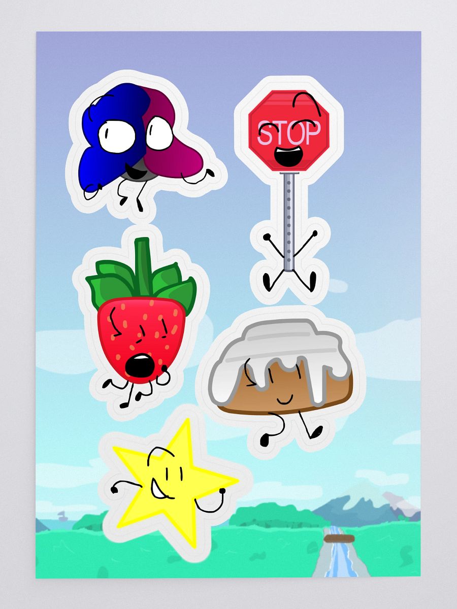 Stop Sign, Strawberry, Cini Bun, Star and Levi Sticker Sheet product image (3)