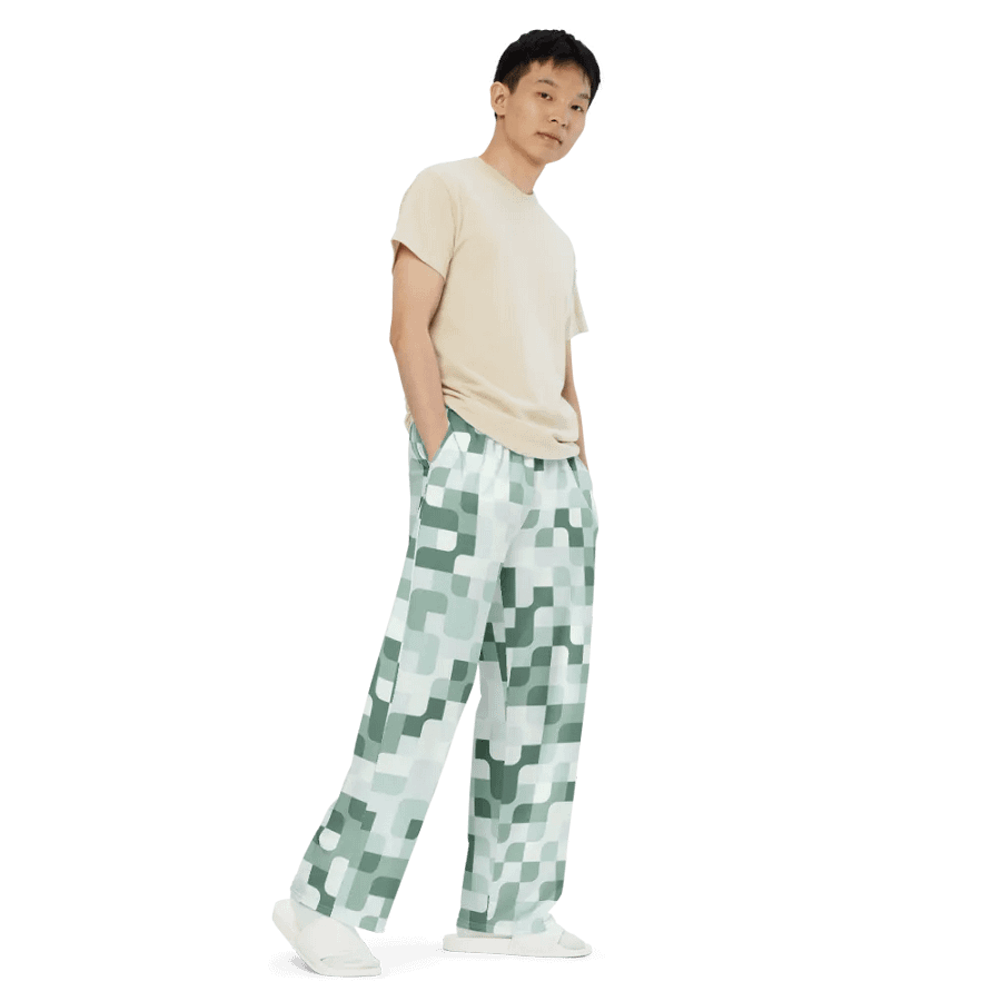 BUIII Pixelated Geometry: Mint Oasis Wide-Leg Pants product image (7)