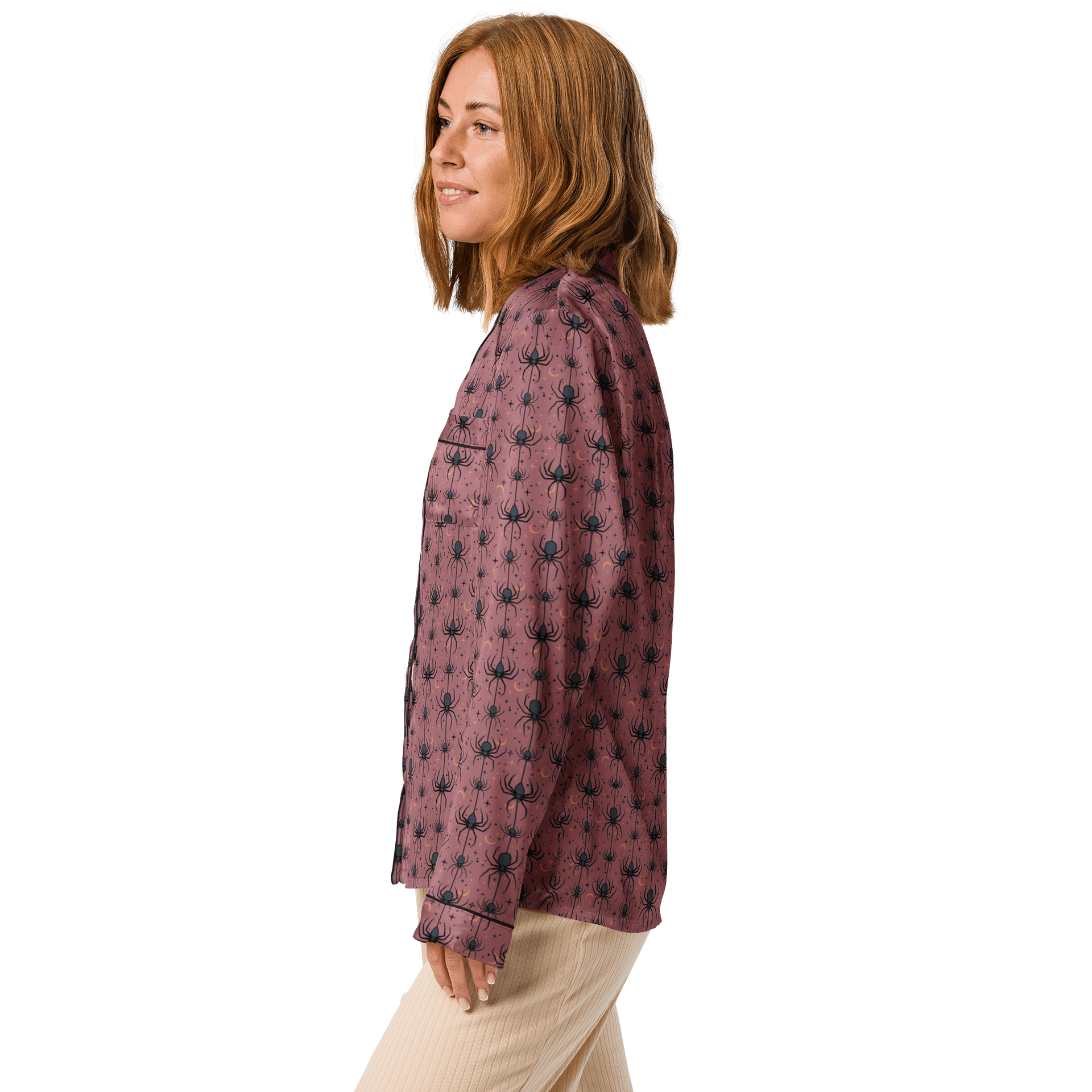 Spooky Spiders Halloween Pajama Shirt in Dusty Pink product image (4)