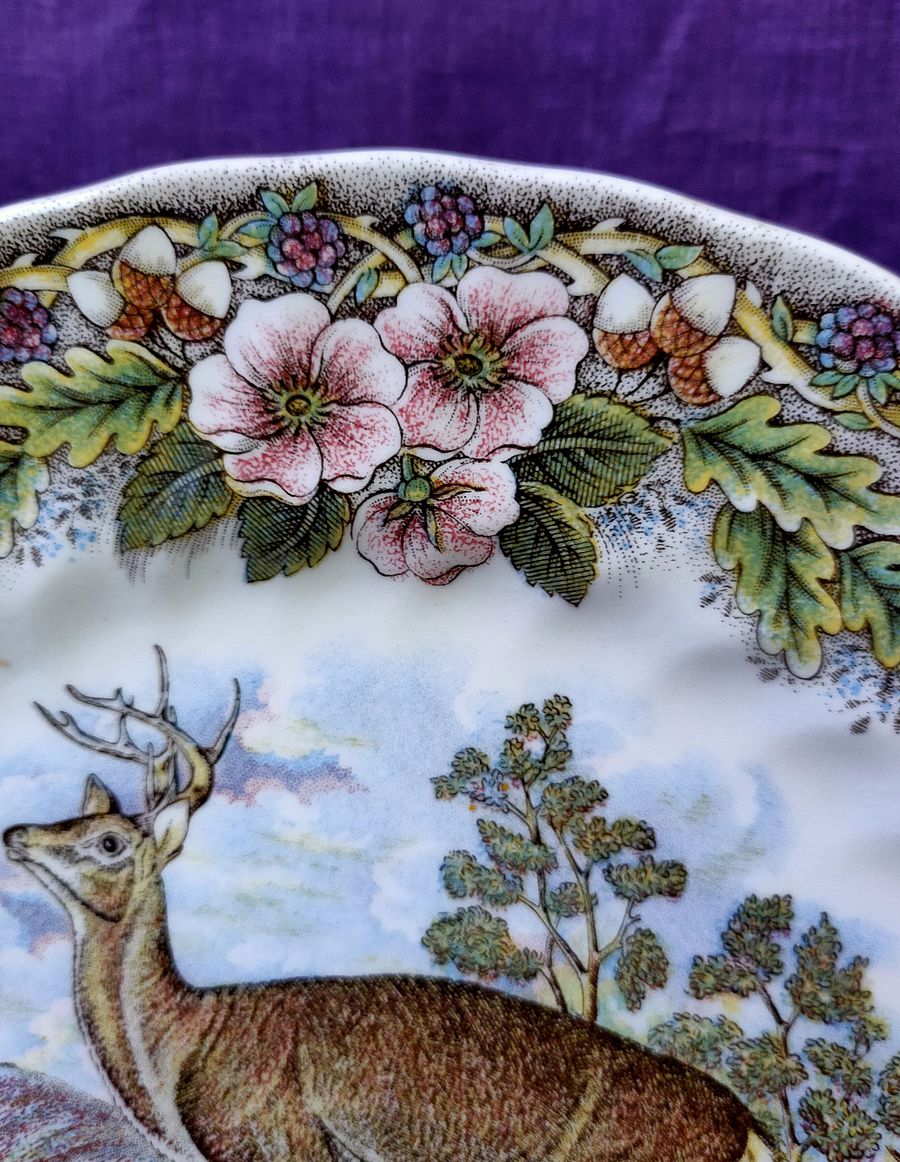 Belíssimo prato floral com cervo, fertilidade e fecundidade, árvore-da-vida product image (8)