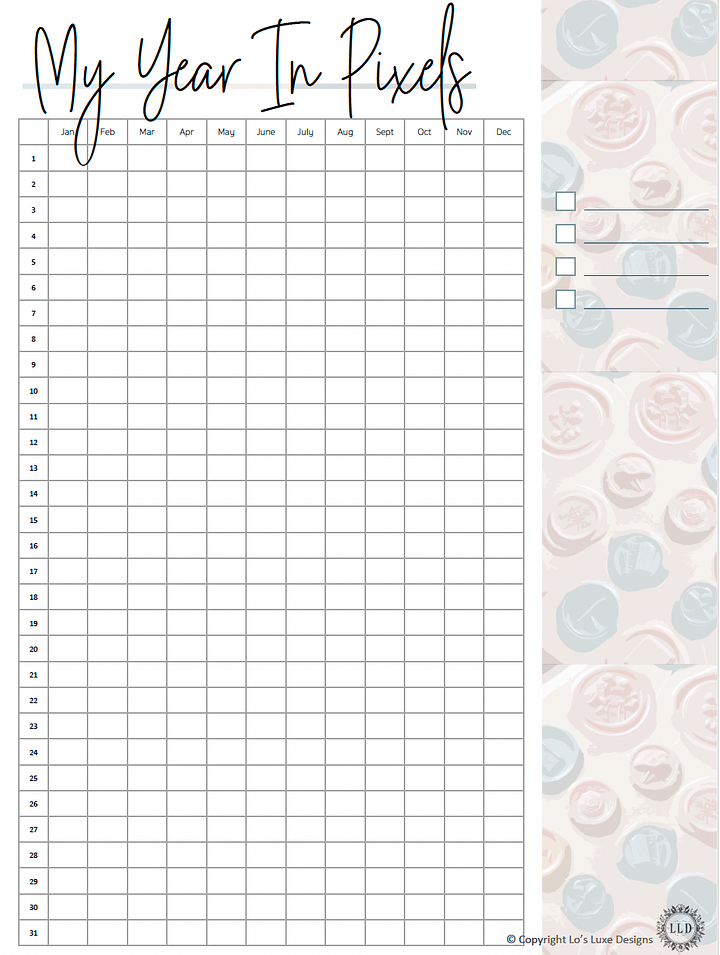 Yearly Habit Tracker - Vintage - 8.5x11 Printable product image (1)