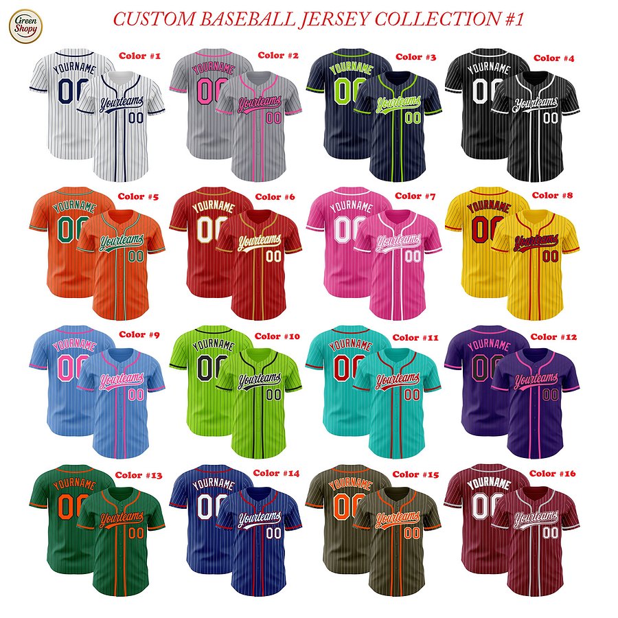 Authentic Baseball Jersey, Custom Baseball Jersey, Personalized Sport Jersey, Straight Lines product image (1)