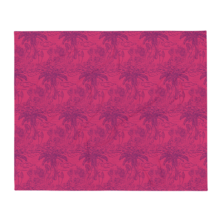 Flamingo Fancy Toile Throw Blanket | Purple on Hot Pink Tropical Toile with Cheeky Flamingos | by Monique Faella Designs™ product image (2)