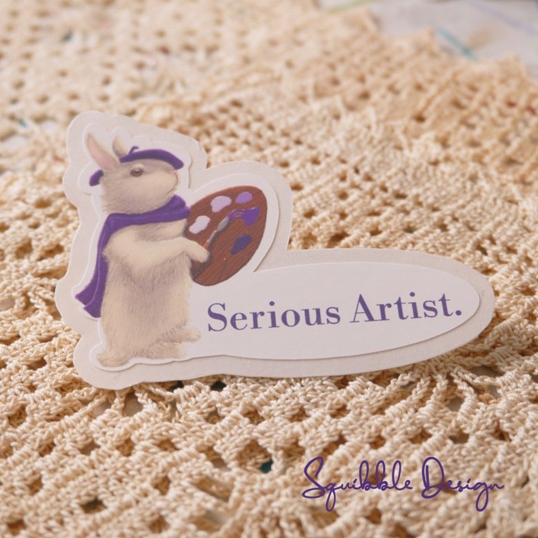 Vinyl Sticker - Artist Bunny: 'Serious Artist' product image (1)