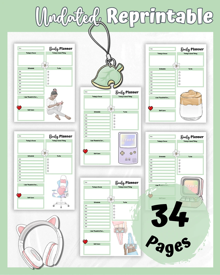 Green Printable Planner - Gamer Themed product image (3)
