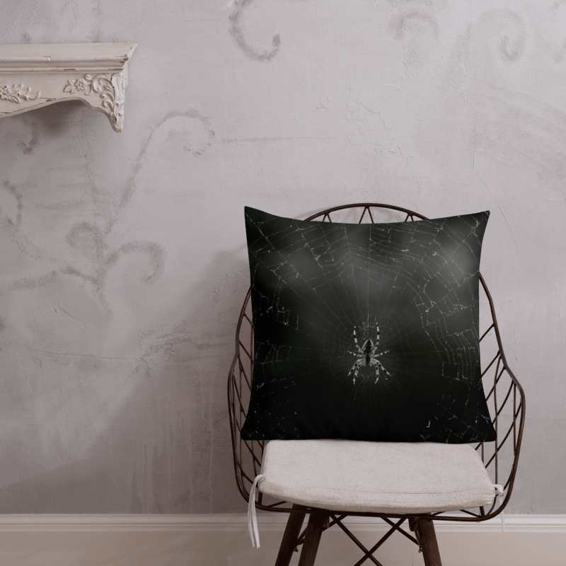 Premium-Kissen - Spinne im Netz schwarzweiß product image (5)