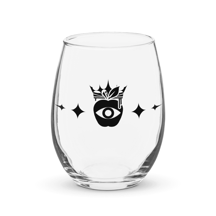 Crowned Apple (Black) ✦ Stemless Wine Glass product image (1)