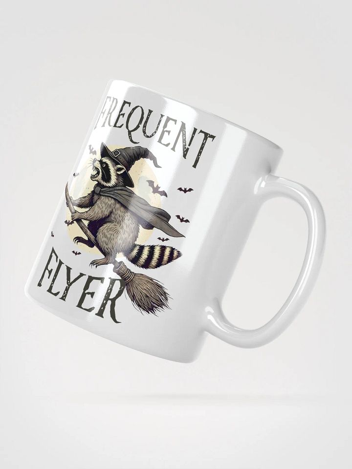 Frequent Flyer Raccoon Witch White Glossy Mug product image (6)