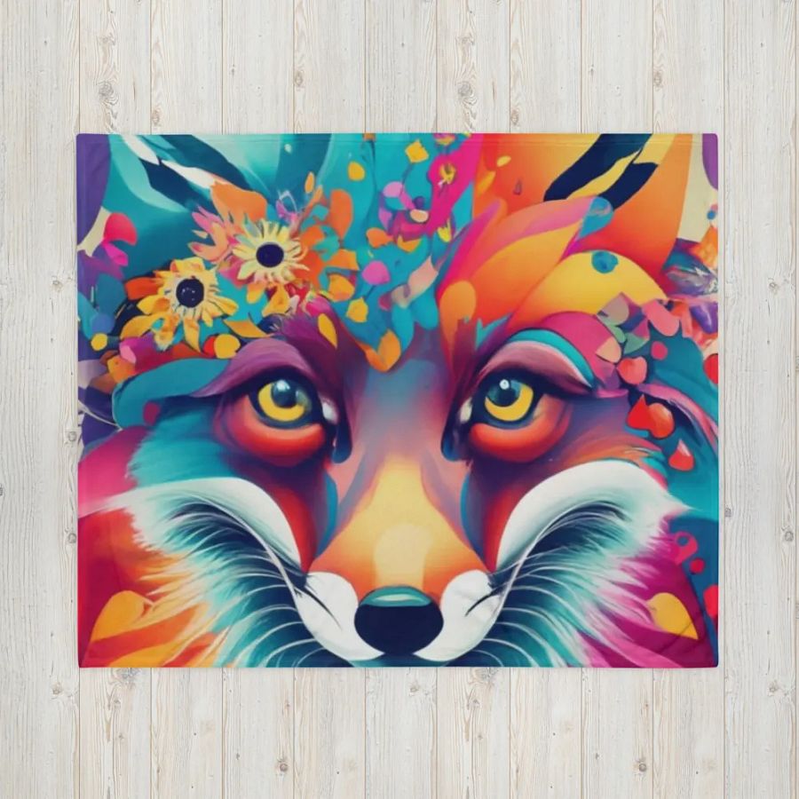 Pretty Floral Fox Face Throw Blanket product image (5)