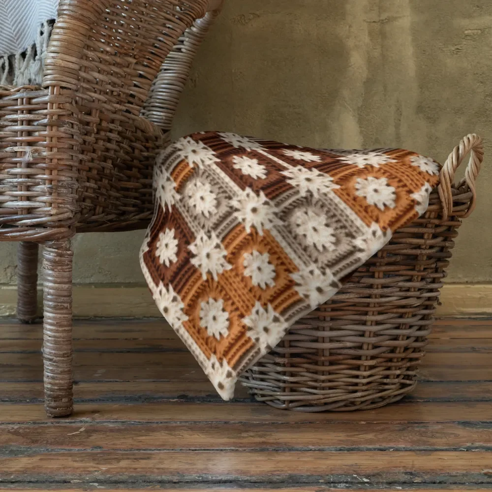 Fall Colors Granny Knit Patchwork Throw Blanket product image (4)