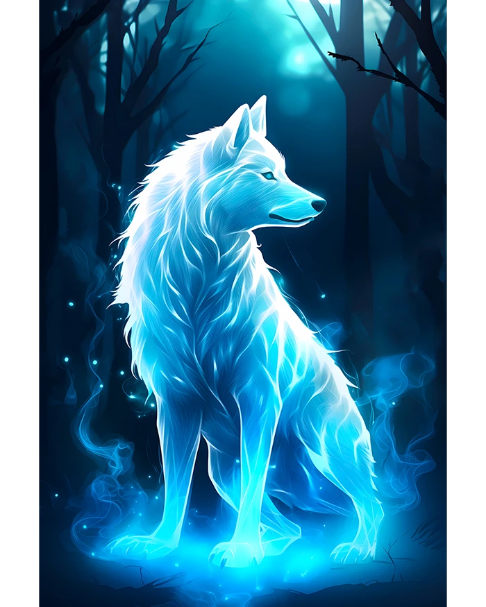 Enchanted Glowing White Wolfe Guardian of the Magic Forest Matte Poster product image (1)